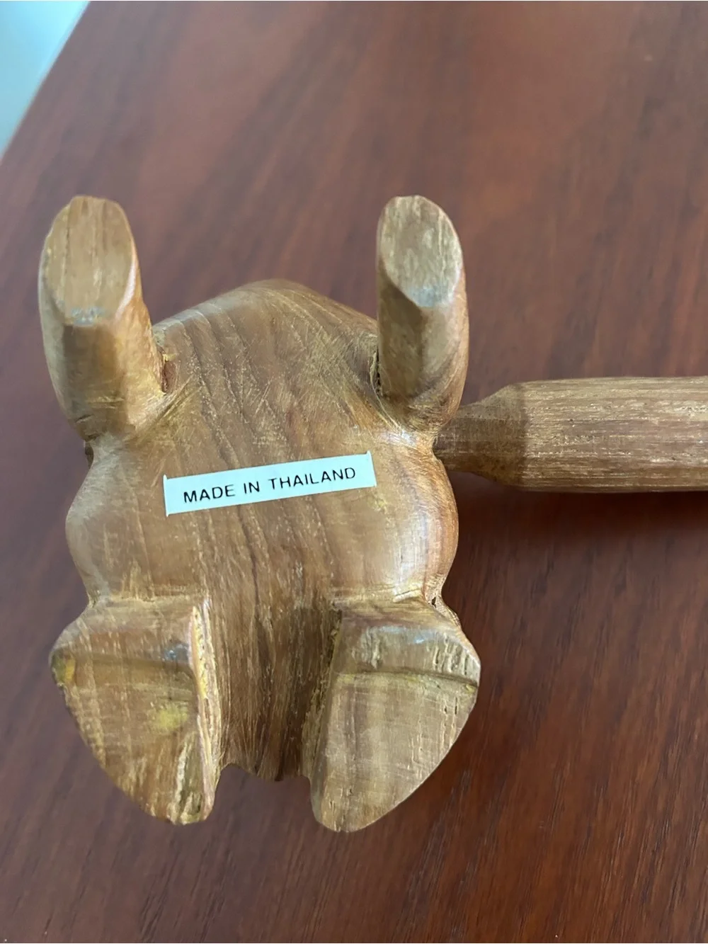 Hand-Carved Brown Wooden Frog Enrichment Rattle for Reptiles